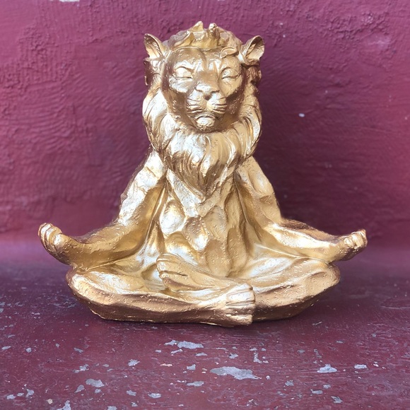 Accents Gold Lion Yoga Meditation Statue Meditating Lotus Poshmark
